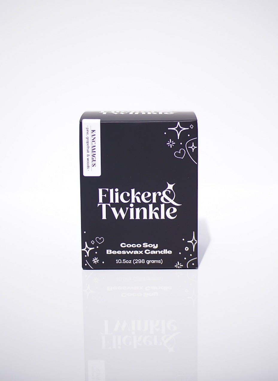 Black box labeled Kancamagus Highway Candle - Coconut Soy Beeswax, 10.5 oz (298 grams).