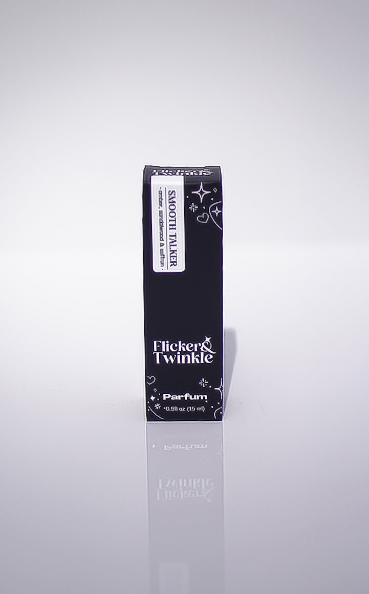 A black Smooth Talker Parfum box hints at a long-lasting, gender-neutral perfume.