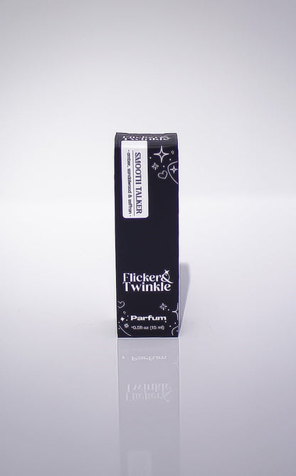 A black Smooth Talker Parfum box hints at a long-lasting, gender-neutral perfume.