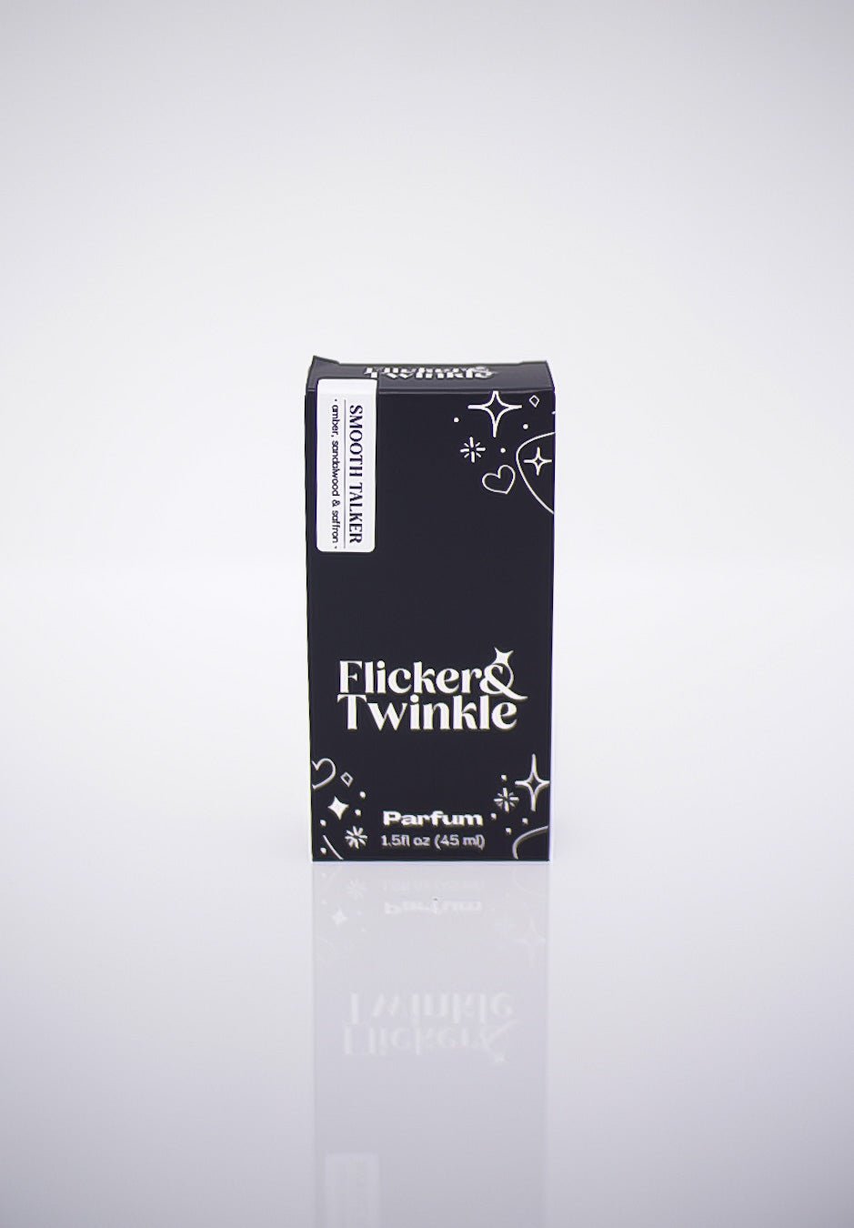 A black box labeled Smooth Talker Parfum, a gender-neutral perfume, on a white background.