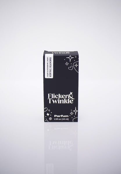 A black box labeled Smooth Talker Parfum, a gender-neutral perfume, on a white background.