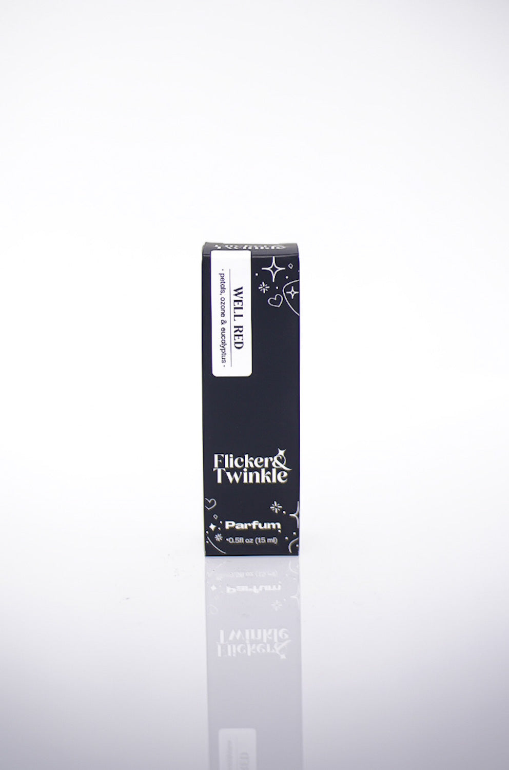 Flicker & Twinkle perfume box on a white background