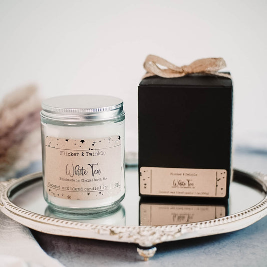 White tea Coconut wax candle with box